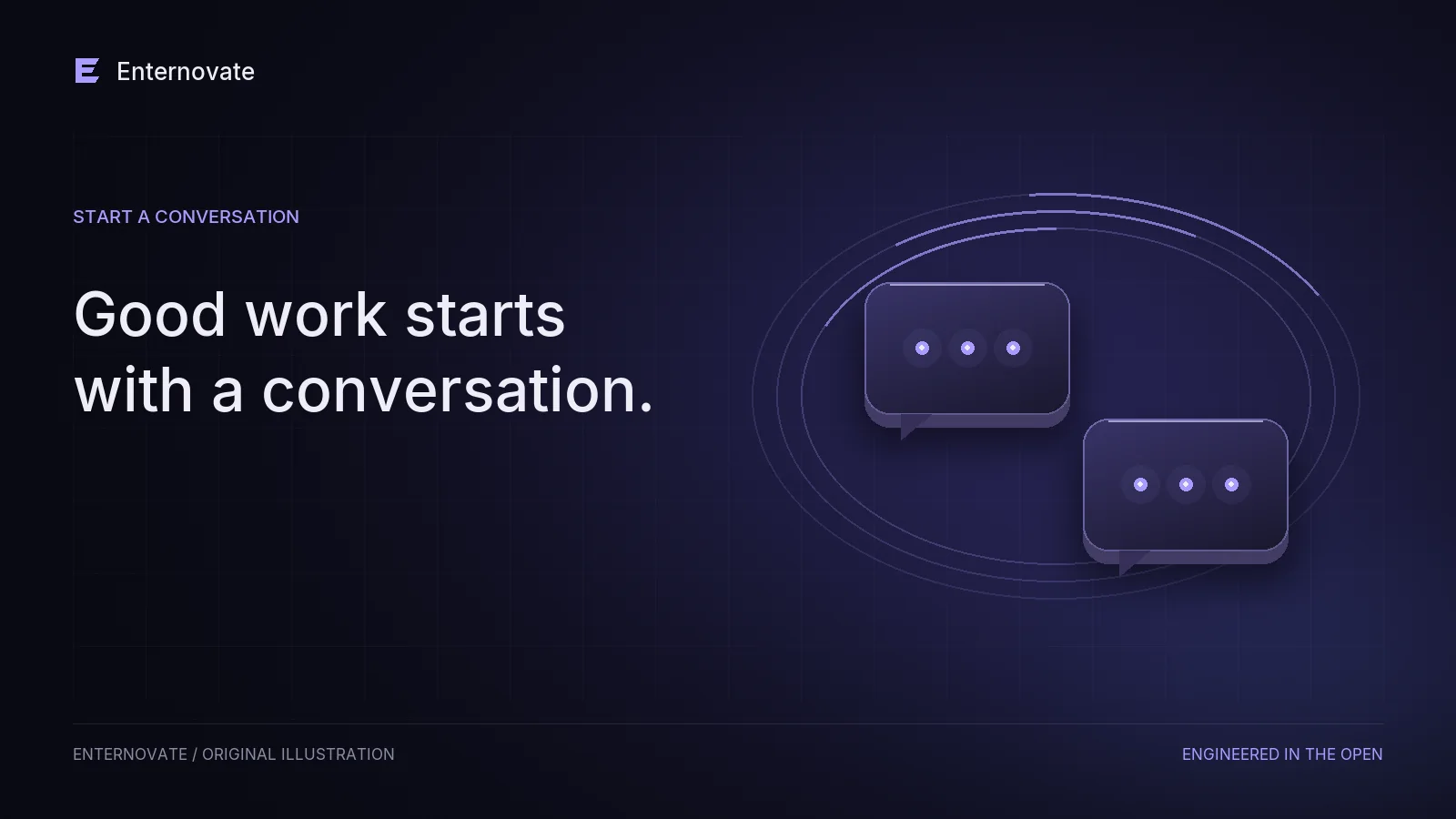 Two dimensional conversation tiles connected by fine orbital lines.